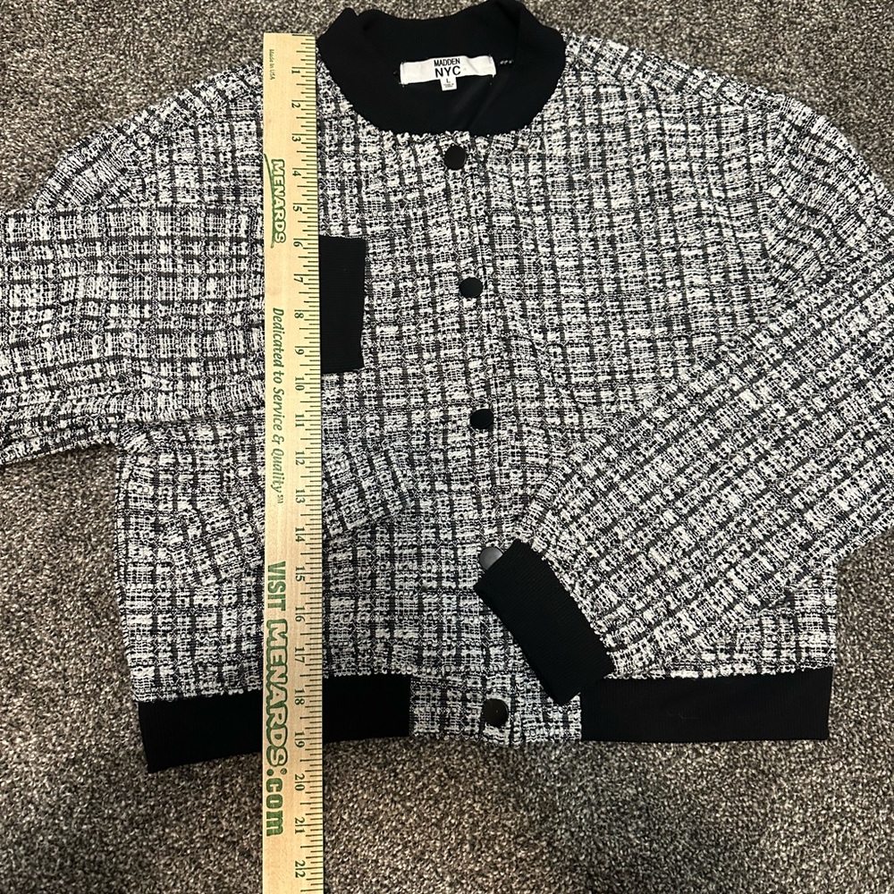 Madden NYC (L) Black and White Tweed Jacket